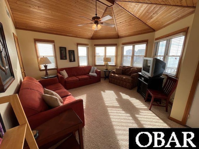 23168 Wimble Shoals Drive Lot14&15, Rodanthe, NC 27968 - living area featuring wooden ceiling, carpet, and a wealth of natural light
