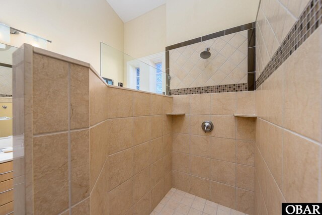 full bath with vanity and walk in shower