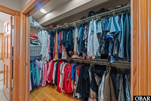 spacious closet featuring wood finished floors