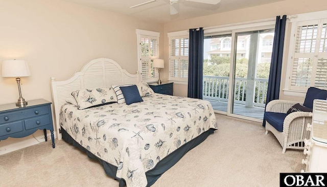 273 Whites Pt Lot 183, Corolla, NC 27927 - bedroom featuring light colored carpet, access to exterior, and a ceiling fan