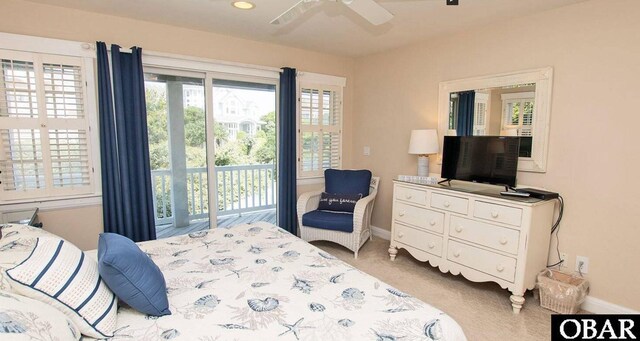 273 Whites Pt Lot 183, Corolla, NC 27927 - bedroom featuring access to outside, carpet flooring, recessed lighting, and a ceiling fan