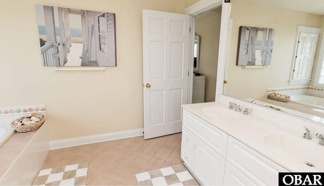 273 Whites Pt Lot 183, Corolla, NC 27927 - full bathroom featuring a garden tub, double vanity, and tile patterned flooring