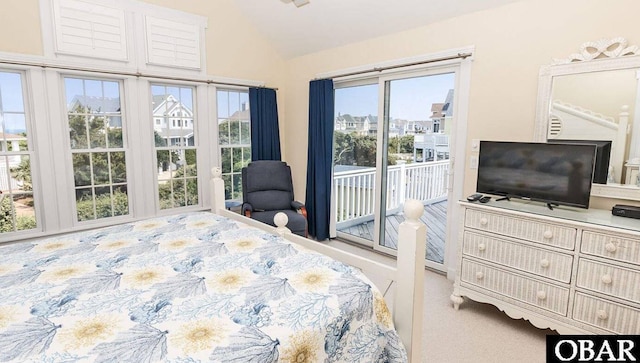 273 Whites Pt Lot 183, Corolla, NC 27927 - bedroom featuring vaulted ceiling, access to outside, and carpet floors