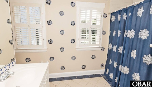 273 Whites Pt Lot 183, Corolla, NC 27927 - bathroom featuring tile patterned flooring, vanity, and a shower with curtain