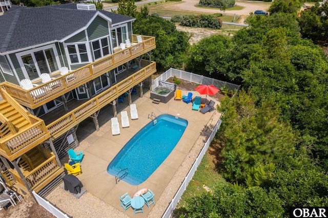 1045 Whalehead Dr Lot 27, Corolla, NC 27927 - view of swimming pool featuring a deck, a fenced backyard, and a patio