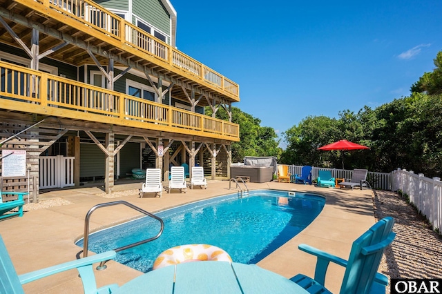 1045 Whalehead Dr Lot 27, Corolla, NC 27927 - view of swimming pool with a wooden deck and a patio area