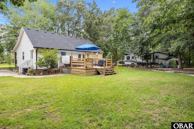 103 Nathan Dr Lot # 2, Grandy, NC 27939 - rear view of house featuring a shingled roof, crawl space, a yard, and a deck