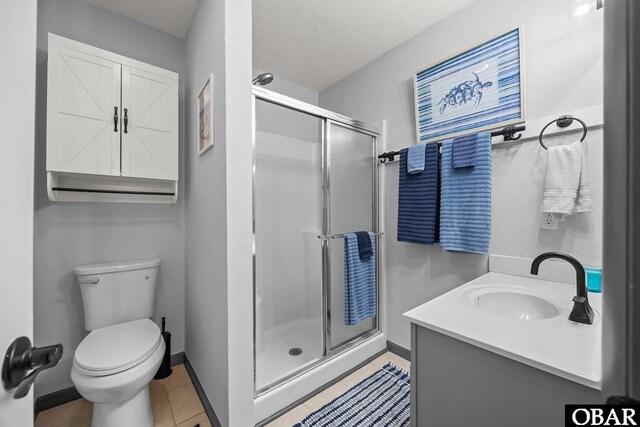 103 Nathan Dr Lot # 2, Grandy, NC 27939 - bathroom featuring a stall shower, vanity, and tile patterned flooring