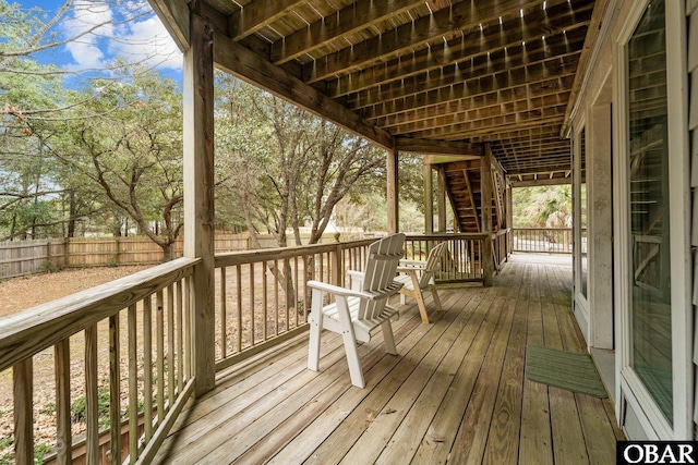 wooden deck featuring fence