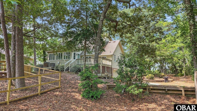 56 Ginguite Trl Lot 9, Southern Shores, NC 27949 - rear view of house with a deck and stairway