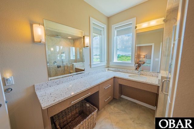57233 Summerplace Dr Lot 26, Hatteras, NC 27943 - full bathroom featuring a stall shower, vanity, and marble look tile flooring