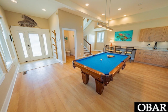 57233 Summerplace Dr Lot 26, Hatteras, NC 27943 - rec room featuring light wood-type flooring, recessed lighting, and billiards