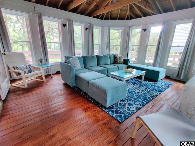 1218 Coral Ln Lot 4, Corolla, NC 27927 - sunroom / solarium with hardwood / wood-style flooring, a deck, and wooden ceiling