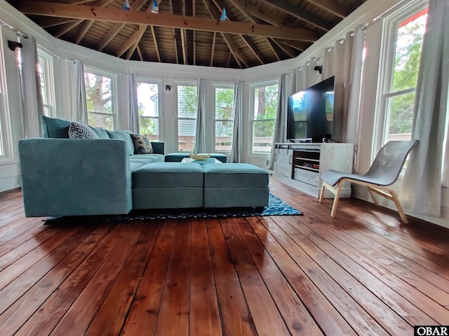 1218 Coral Ln Lot 4, Corolla, NC 27927 - sunroom / solarium featuring wood-type flooring, a wooden deck, plenty of natural light, and wood ceiling