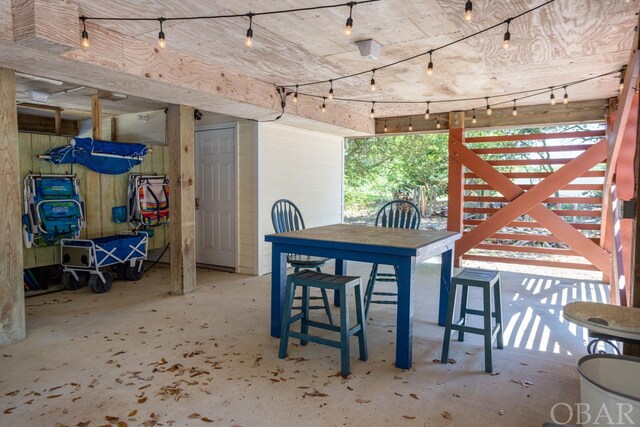 dining room with rail lighting