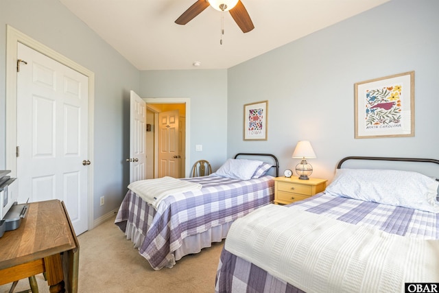 1800 Saint David Rd Unit 104-D 2, Kill Devil Hills, NC 27948 - bedroom with light carpet and ceiling fan