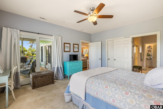 1800 Saint David Rd Unit 104-D 2, Kill Devil Hills, NC 27948 - bedroom with access to outside, light carpet, a ceiling fan, and a closet