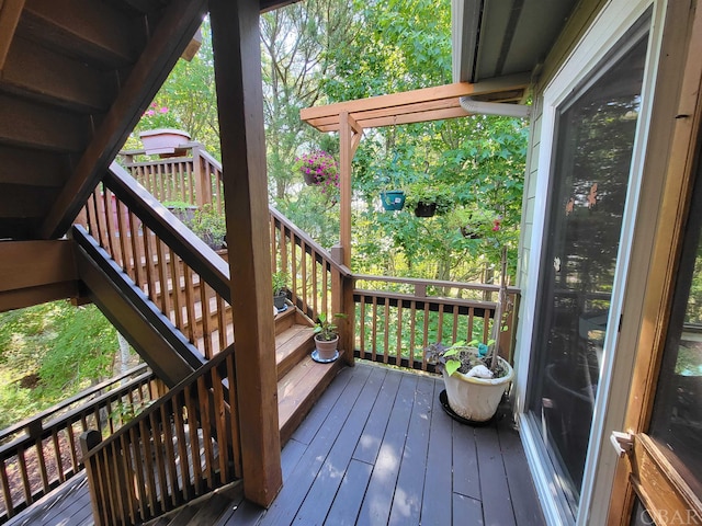 wooden terrace with stairway