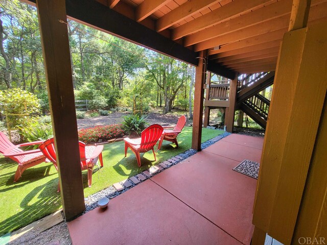 view of patio with stairway