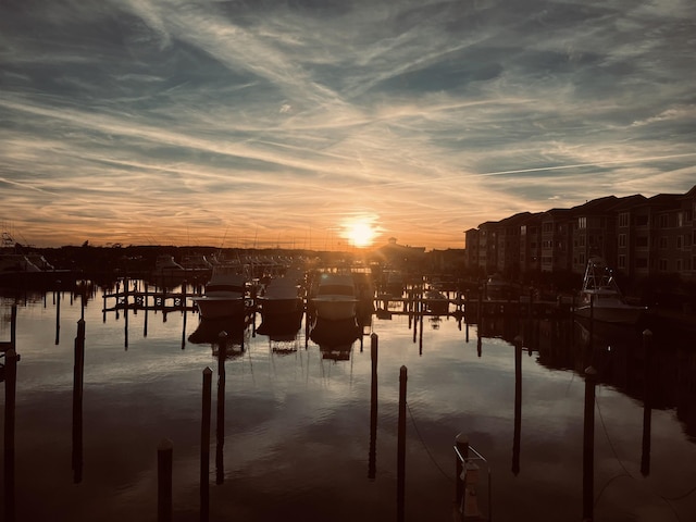 water view with a boat dock