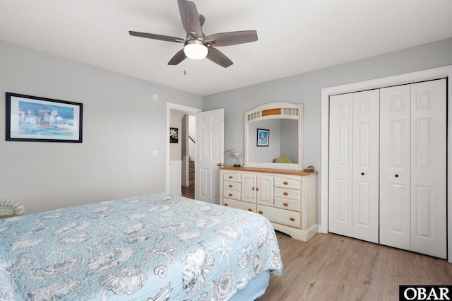 57241 Summerplace Dr Lot 28, Hatteras, NC 27943 - bedroom with light wood finished floors, a closet, and a ceiling fan