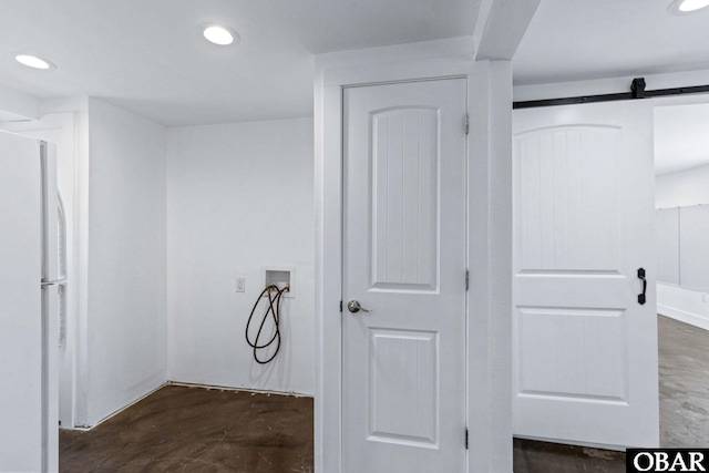 113 B And B Ln, Coinjock, NC 27923 - washroom with washer hookup, recessed lighting, and a barn door