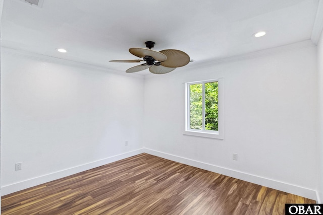 113 B And B Ln, Coinjock, NC 27923 - spare room with ornamental molding, wood finished floors, a ceiling fan, and recessed lighting