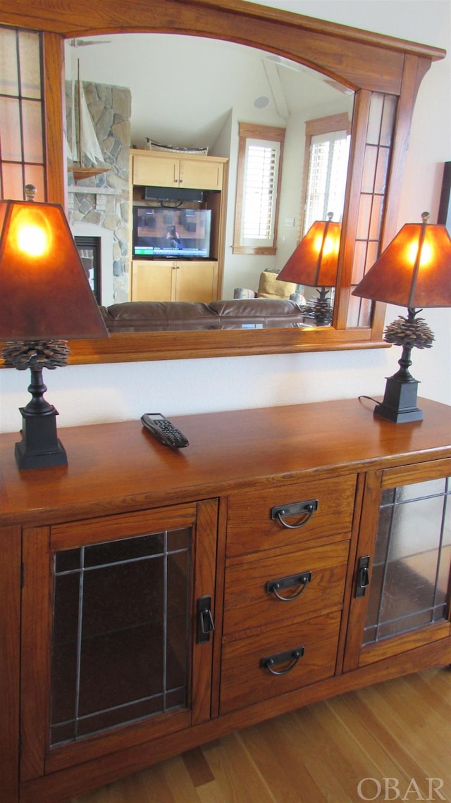 bar with wood finished floors