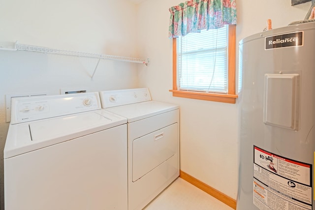25253 Bold Dune Dr Lot 11, Waves, NC 27968 - laundry room featuring electric water heater, washer and dryer, and baseboards
