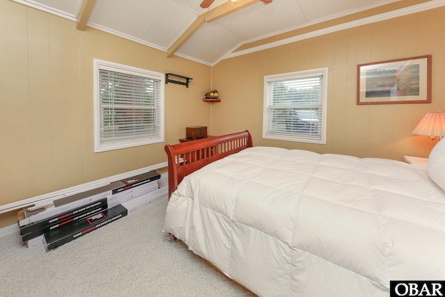 156 Longbeach Dr Unit Lot3, Hertford, NC 27944 - carpeted bedroom with lofted ceiling, crown molding, and ceiling fan
