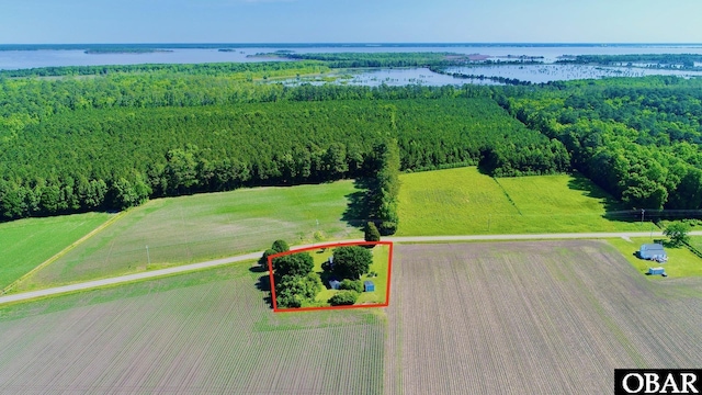 2253 Turnpike Rd, Swan Quarter, NC 27885 - aerial view of sparsely populated area with a nearby body of water and property parcel outlined