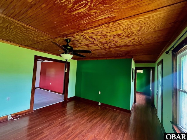 2253 Turnpike Rd, Swan Quarter, NC 27885 - empty room featuring wooden ceiling, wood finished floors, and a ceiling fan