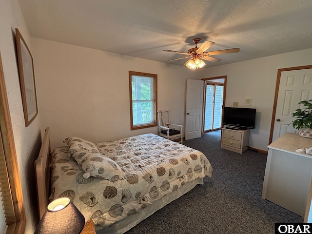 114 Poteskeet Dr Lot 66, Kitty Hawk, NC 27949 - bedroom with dark carpet and ceiling fan