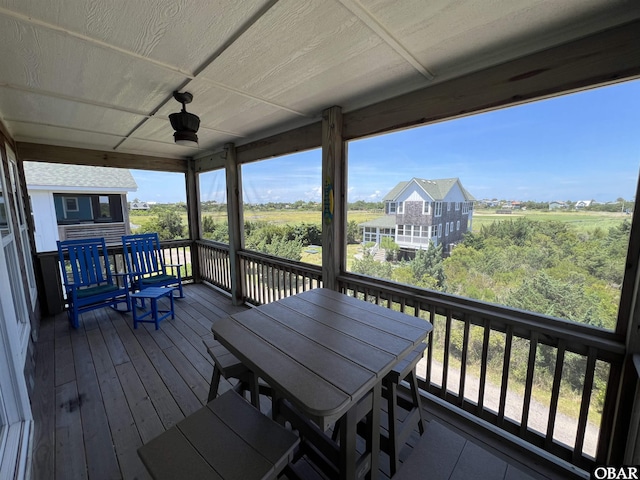 74 Lake Dr, Ocracoke, NC 27960 - wooden deck featuring ceiling fan