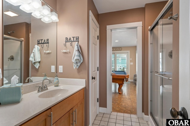 4705 Summer Ln Lot 2, Kitty Hawk, NC 27949 - full bath featuring vanity, pool table, tile patterned flooring, a shower stall, and baseboards