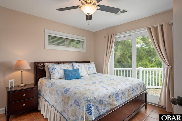 4705 Summer Ln Lot 2, Kitty Hawk, NC 27949 - tiled bedroom with a ceiling fan, access to outside, and visible vents