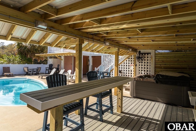567 Ocean Trl Lot 140, Corolla, NC 27927 - deck with outdoor dining space, a patio area, and stairs