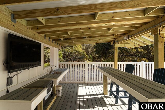 567 Ocean Trl Lot 140, Corolla, NC 27927 - wooden deck with a sink