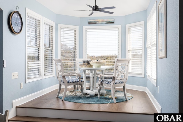 567 Ocean Trl Lot 140, Corolla, NC 27927 - dining space featuring baseboards, ceiling fan, plenty of natural light, and a textured wall