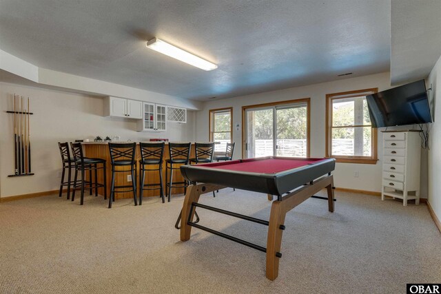 1219 Bismark Dr Lot # 107, Corolla, NC 27927 - game room featuring bar with sink, light carpet, and billiards