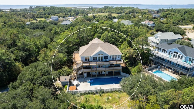 1219 Bismark Dr Lot # 107, Corolla, NC 27927 - aerial view of property and surrounding area with a pool area and a large body of water