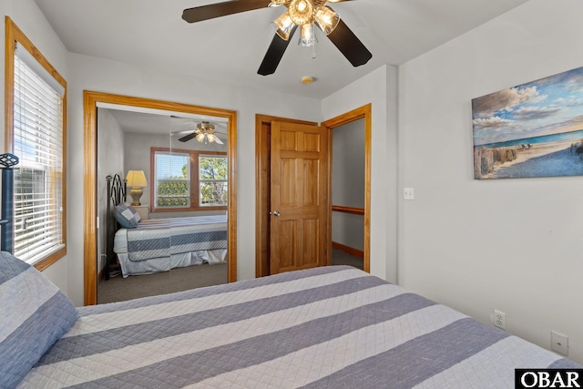 bedroom featuring a closet and ceiling fan