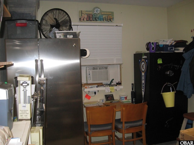 kitchen with stainless steel fridge with ice dispenser