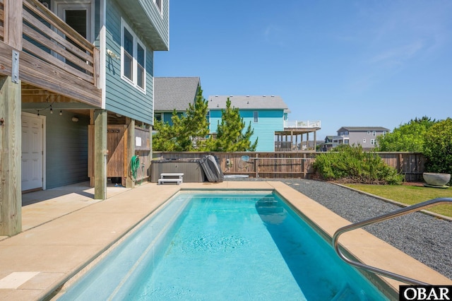 5009 Lindbergh Ave Lot 28, Kitty Hawk, NC 27949 - view of pool with a fenced backyard, a hot tub, and a patio area