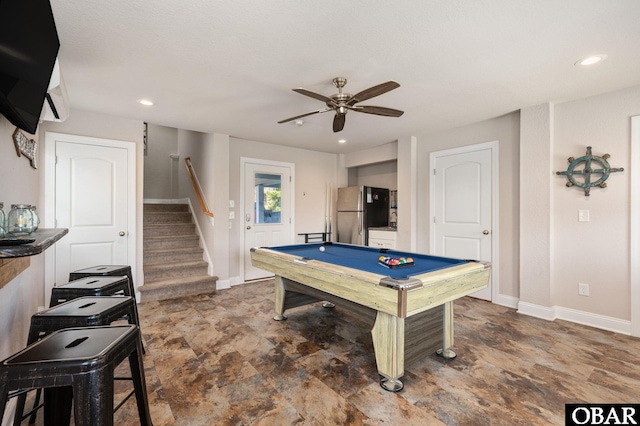 5009 Lindbergh Ave Lot 28, Kitty Hawk, NC 27949 - game room with billiards, ceiling fan, and recessed lighting