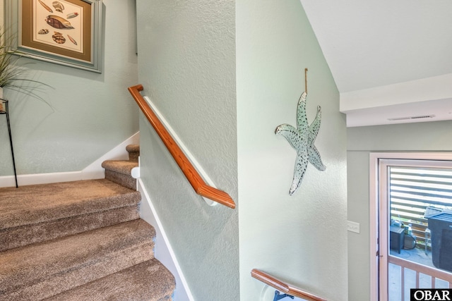 100 Amherst Dr Unit 3, Kill Devil Hills, NC 27948 - stairway with a textured wall and carpet flooring