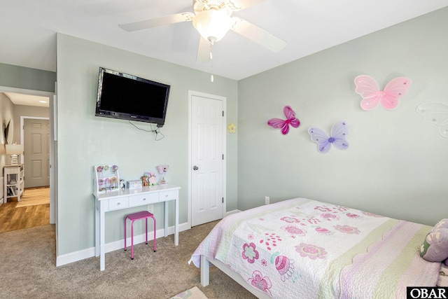 100 Amherst Dr Unit 3, Kill Devil Hills, NC 27948 - bedroom with carpet flooring, baseboards, and a ceiling fan