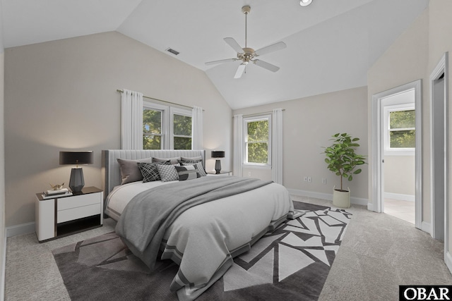 604 W First St Lot 321, Kill Devil Hills, NC 27948 - bedroom with lofted ceiling, carpet, and a ceiling fan
