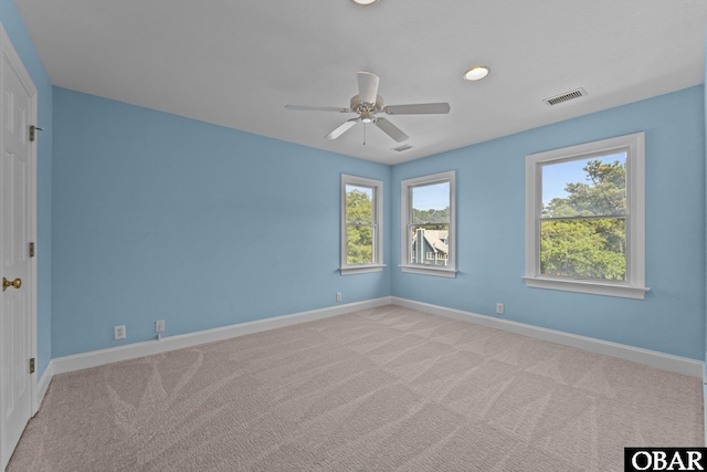 604 W First St Lot 321, Kill Devil Hills, NC 27948 - spare room with baseboards, light colored carpet, a ceiling fan, and recessed lighting
