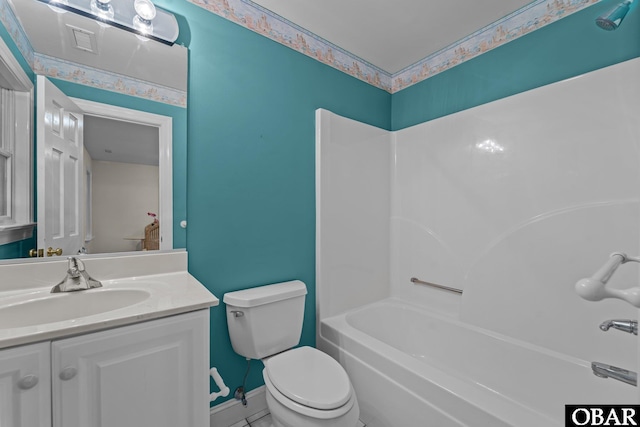 604 W First St Lot 321, Kill Devil Hills, NC 27948 - bathroom with toilet, vanity, tile patterned flooring, shower / bath combination, and baseboards